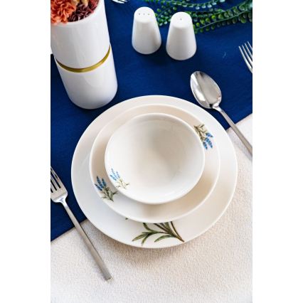 Jedálenská súprava 18 ks biela/modrá/zelená/porcelán