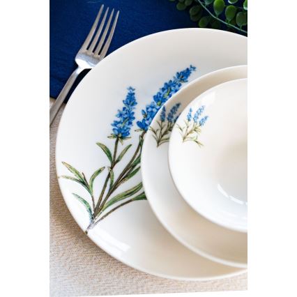 Jedálenská súprava 18 ks biela/modrá/zelená/porcelán