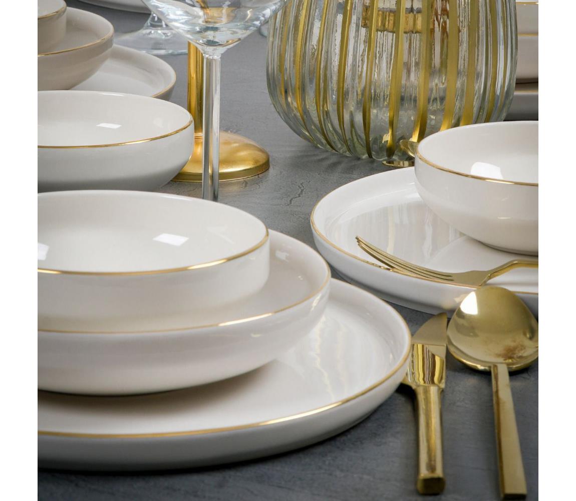Jedálenská súprava 18 ks biela/zlatá/porcelán 858CMR1316