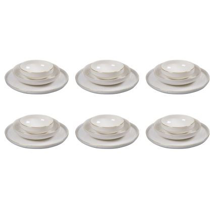 Jedálenská súprava 18 ks biela/zlatá/porcelán