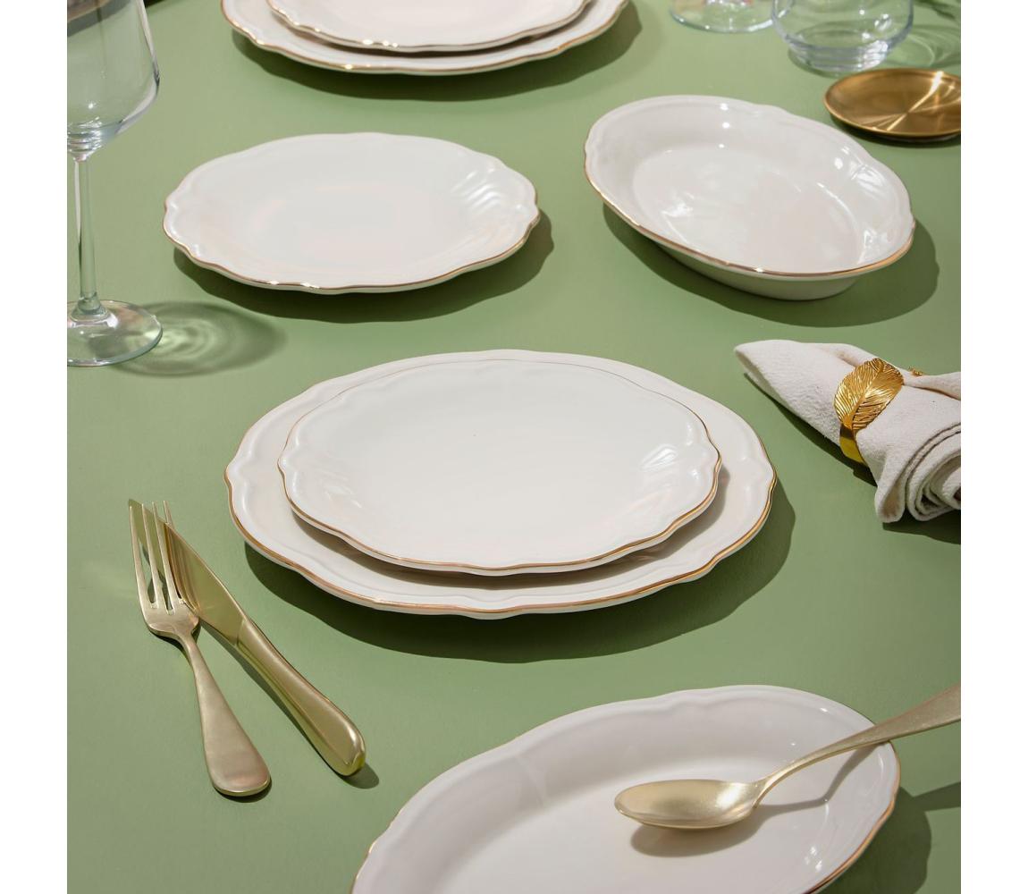 Jedálenská súprava 18 ks biela/zlatá/porcelán 667PRS1101