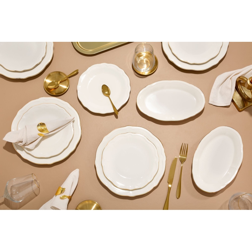 Jedálenská súprava 18 ks biela/zlatá/porcelán