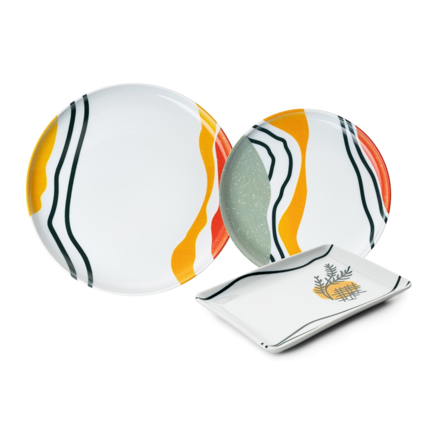 Jedálenská súprava 18 ks pestrofarebná/porcelán