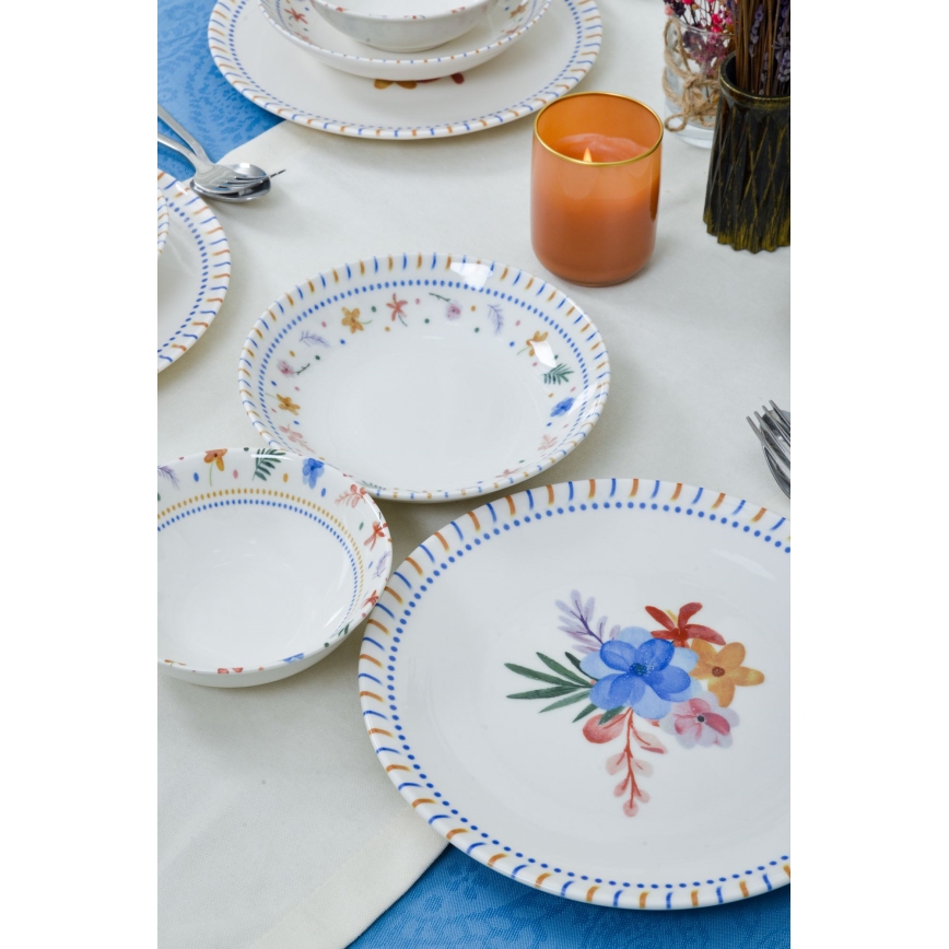 Jedálenská súprava 18 ks pestrofarebná/porcelán