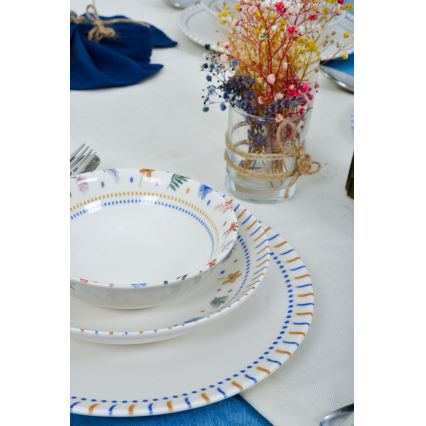 Jedálenská súprava 18 ks pestrofarebná/porcelán