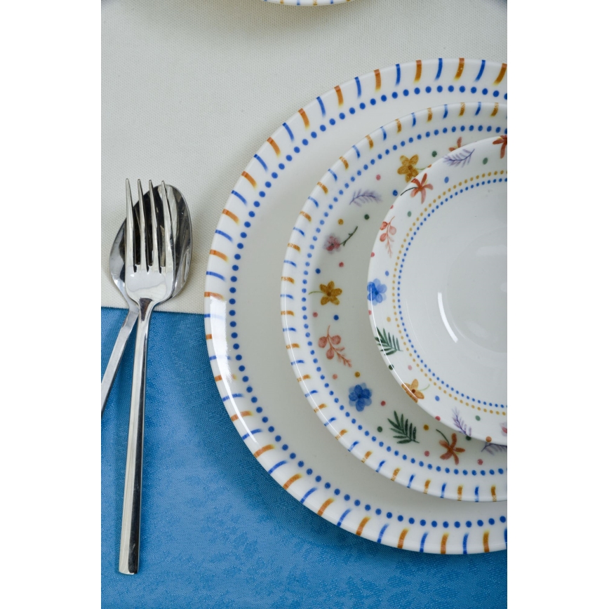 Jedálenská súprava 18 ks pestrofarebná/porcelán