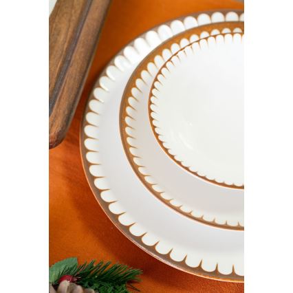 Jedálenská súprava 18 ks – porcelán, biela/hnedá