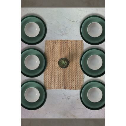 Jedálenská súprava 18 ks, zelená/biela, keramika