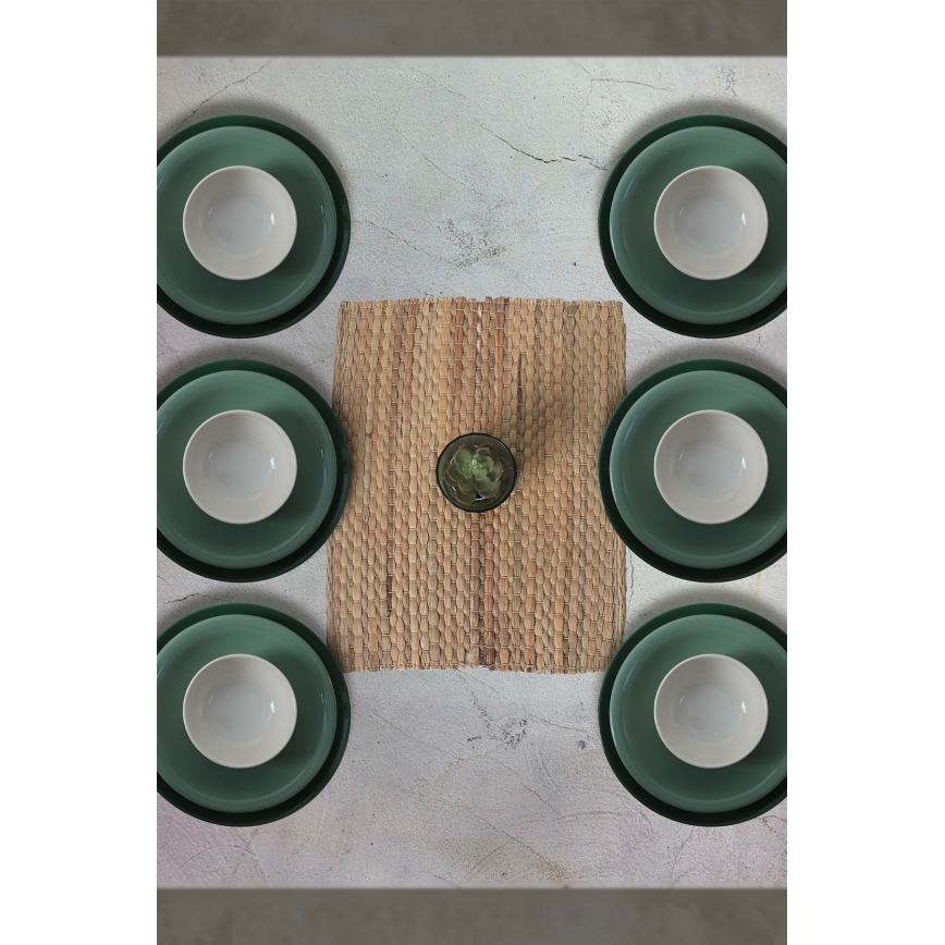 Jedálenská súprava 18 ks, zelená/biela, keramika