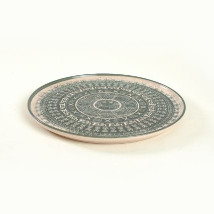 Jedálenská súprava 24 ks béžová/zelená/kamenina