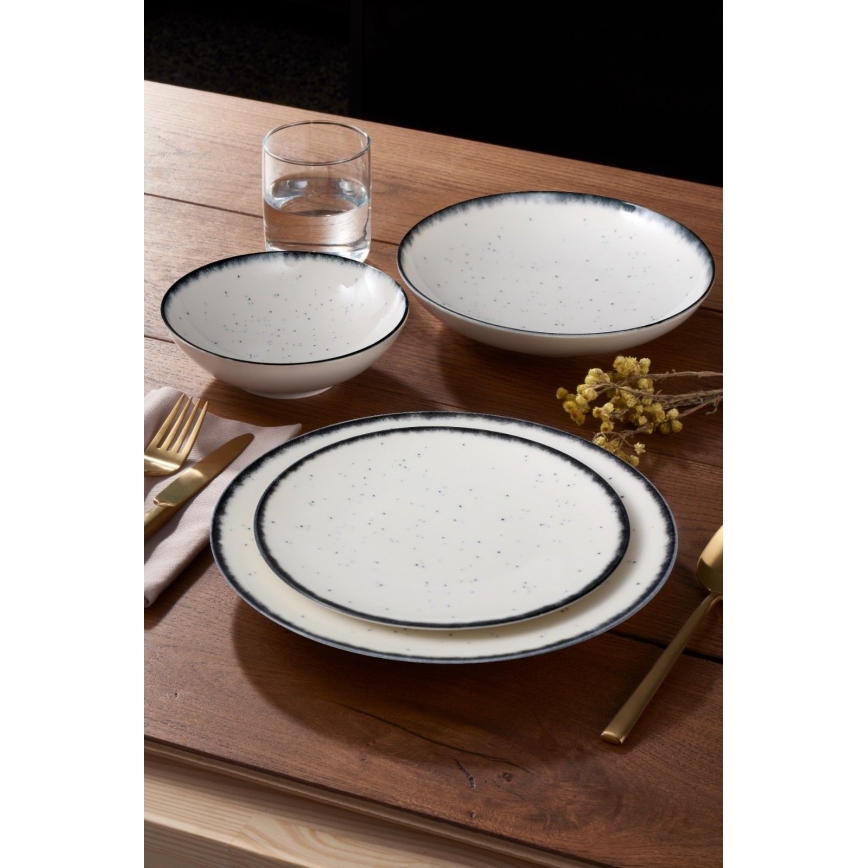 Jedálenská súprava 24 ks biela/čierna/porcelán