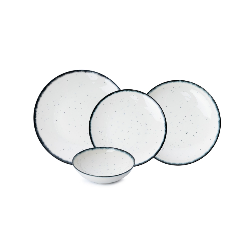 Jedálenská súprava 24 ks biela/čierna/porcelán