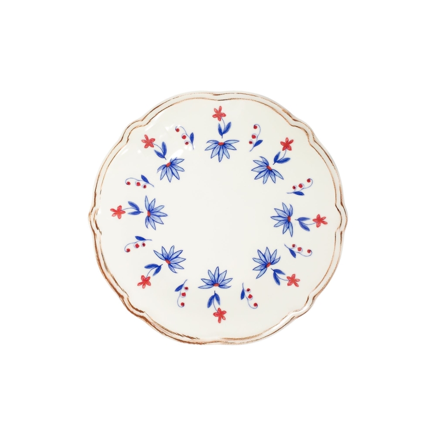 Jedálenská súprava 24 ks biela/modrá/červená/porcelán