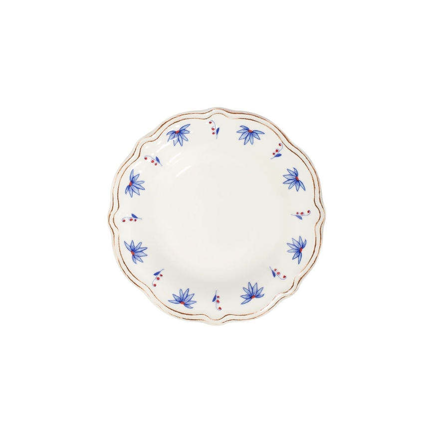 Jedálenská súprava 24 ks biela/modrá/červená/porcelán