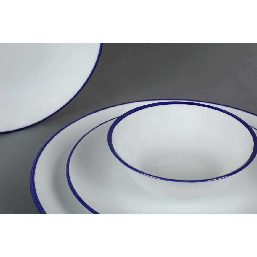 Jedálenská súprava 24 ks biela/modrá/porcelán