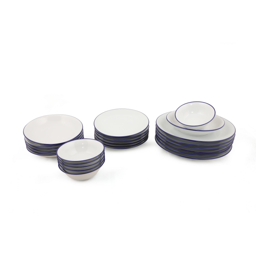 Jedálenská súprava 24 ks biela/modrá/porcelán