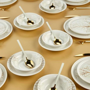 Jedálenská súprava 24 ks biela/oranžová/keramika