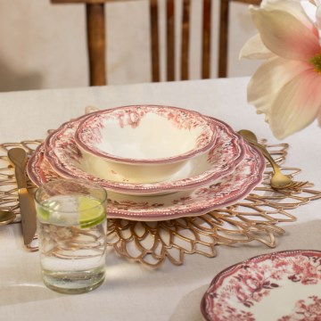 Jedálenská súprava 24 ks biela/ružová/porcelán