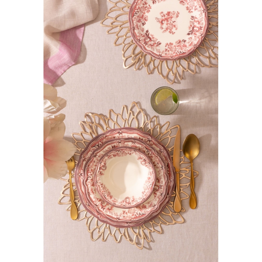 Jedálenská súprava 24 ks biela/ružová/porcelán