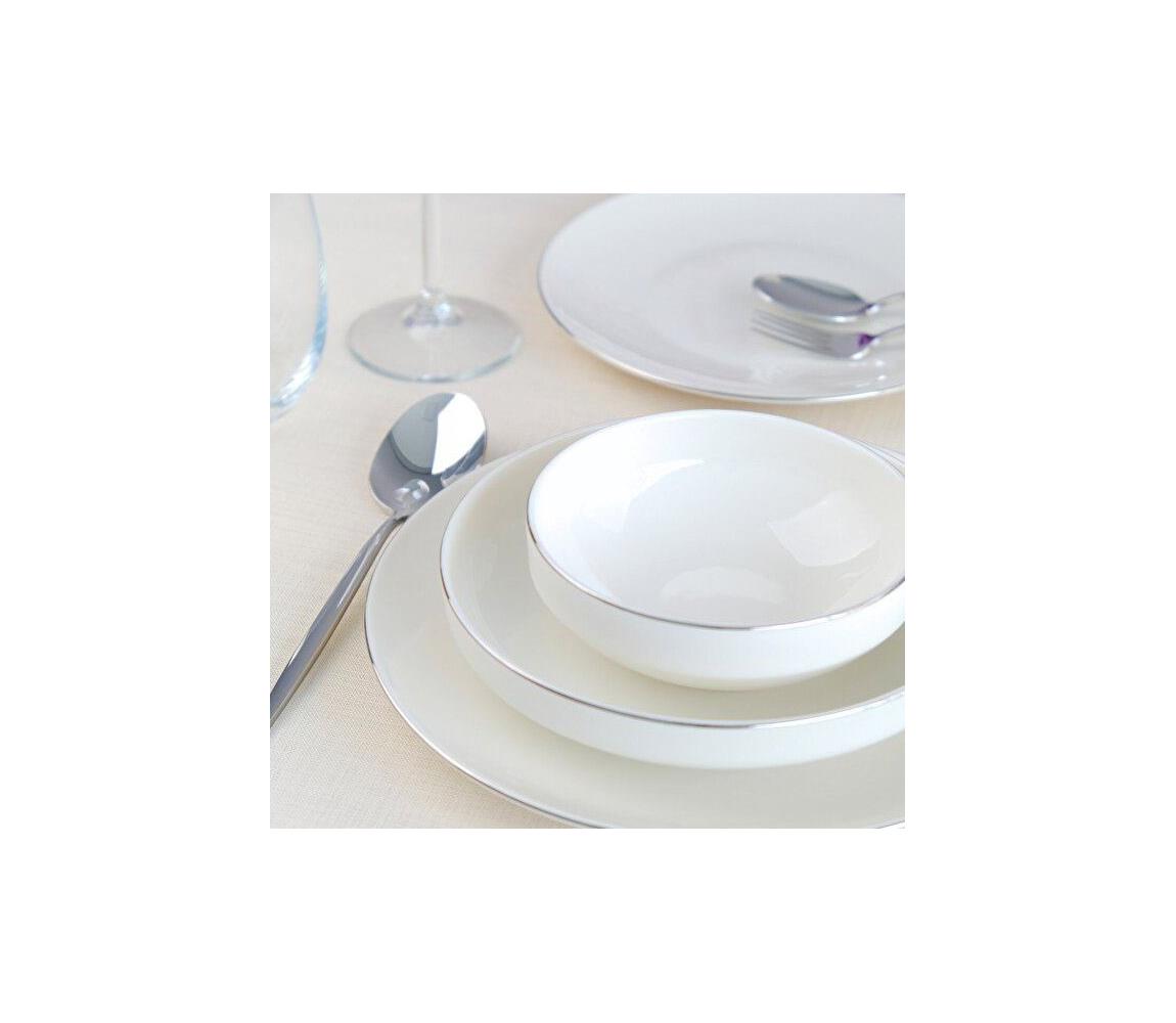 Jedálenská súprava 24 ks biela/strieborná/porcelán 311MBL1110