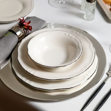 Jedálenská súprava 24 ks biela/strieborná/porcelán