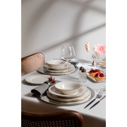 Jedálenská súprava 24 ks biela/strieborná/porcelán
