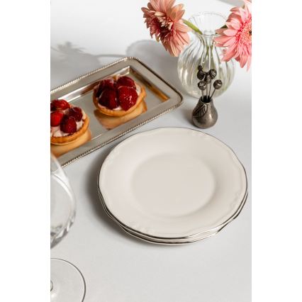 Jedálenská súprava 24 ks biela/strieborná/porcelán