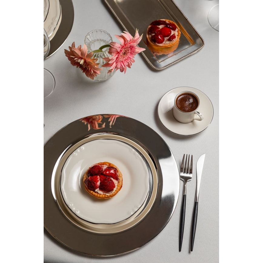 Jedálenská súprava 24 ks biela/strieborná/porcelán