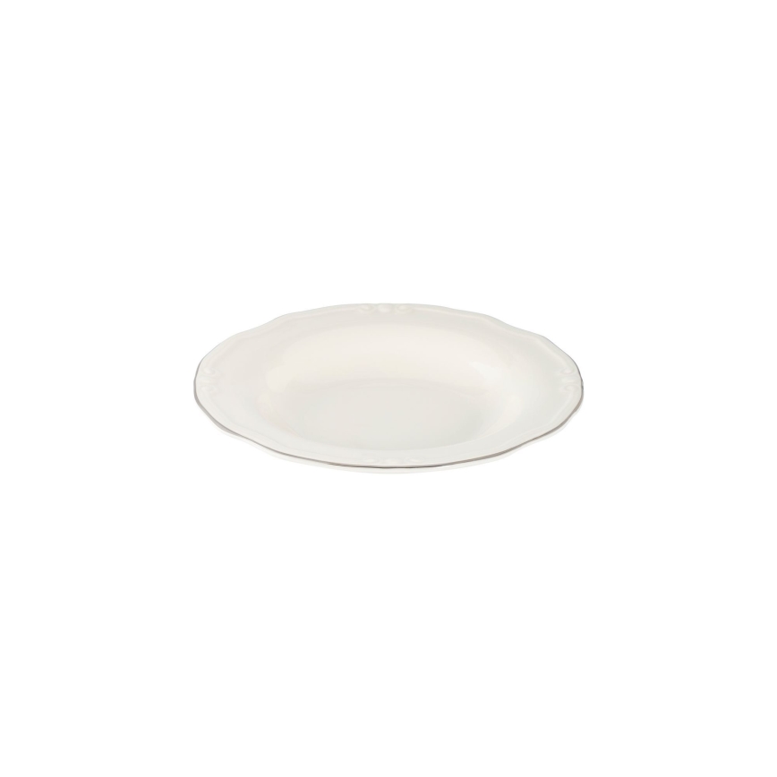 Jedálenská súprava 24 ks biela/strieborná/porcelán