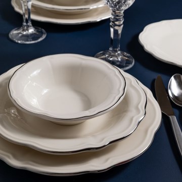 Jedálenská súprava 24 ks biela/strieborná/porcelán