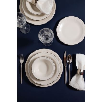 Jedálenská súprava 24 ks biela/strieborná/porcelán