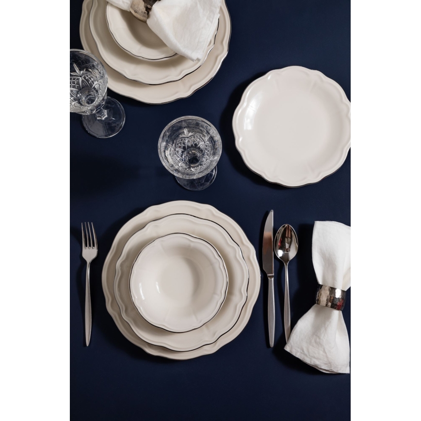 Jedálenská súprava 24 ks biela/strieborná/porcelán