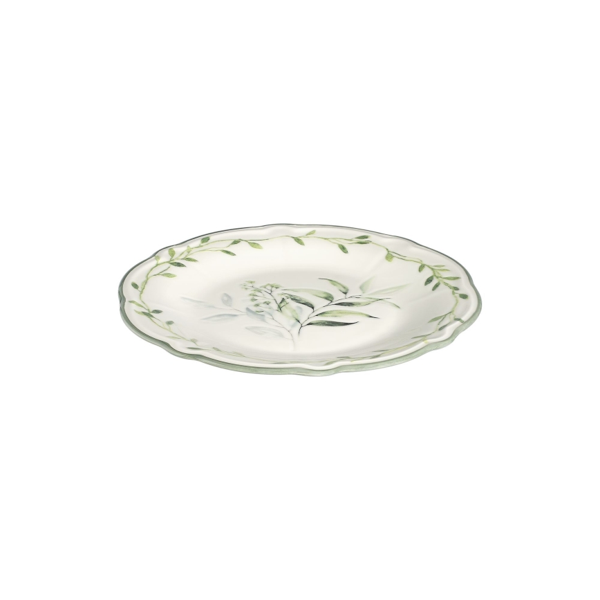 Jedálenská súprava 24 ks biela/zelená/porcelán