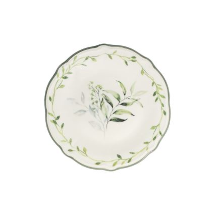 Jedálenská súprava 24 ks biela/zelená/porcelán