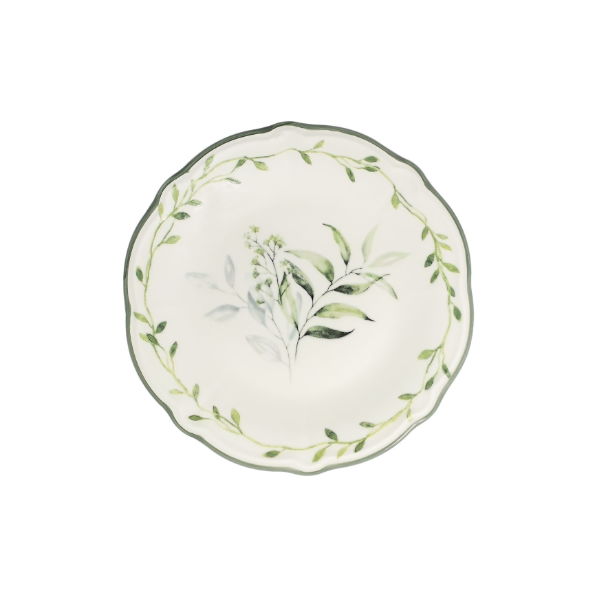 Jedálenská súprava 24 ks biela/zelená/porcelán