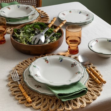 Jedálenská súprava 24 ks biela/zelená/porcelán