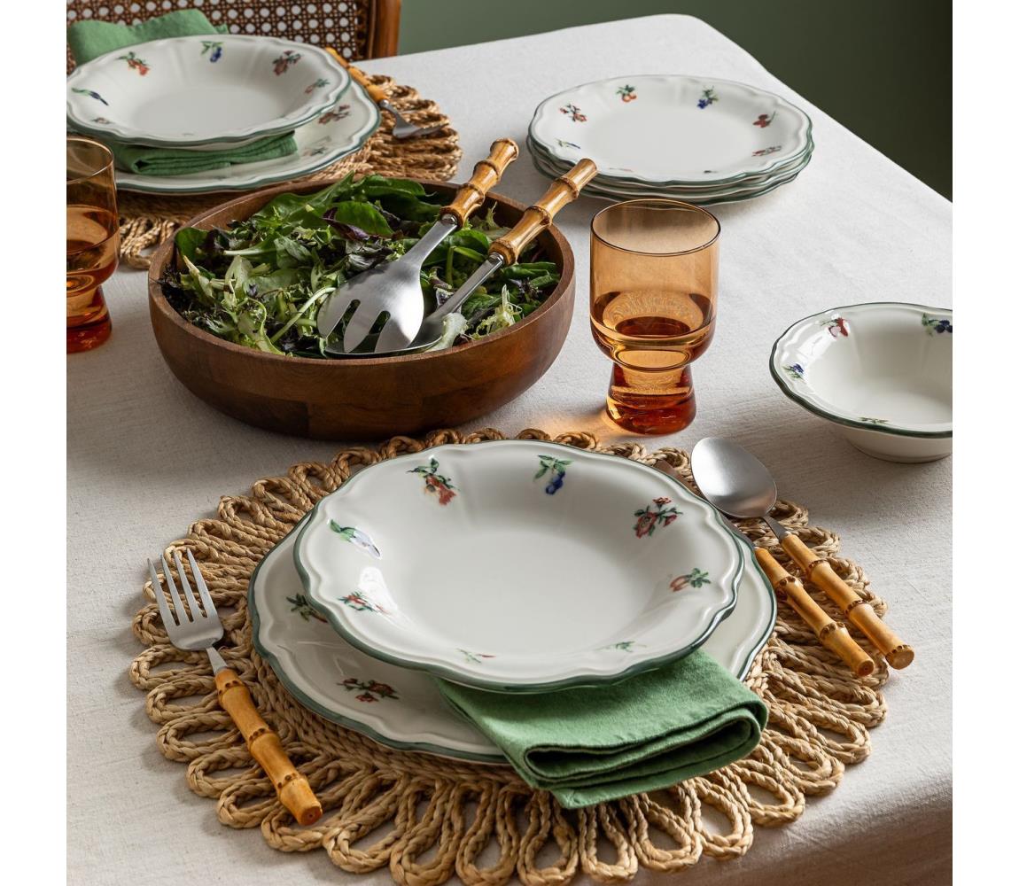 Jedálenská súprava 24 ks biela/zelená/porcelán 667PRS1123