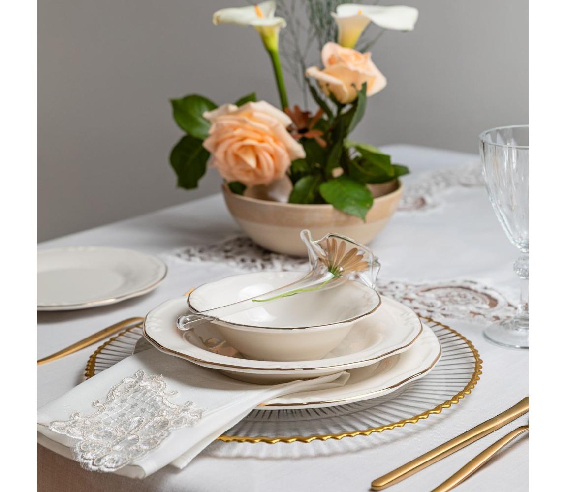 Jedálenská súprava 24 ks biela/zlatá/porcelán 667PRS1133
