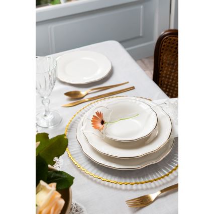 Jedálenská súprava 24 ks biela/zlatá/porcelán