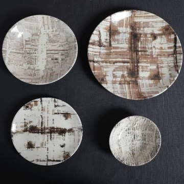 Jedálenská súprava 24 ks hnedá/biela/porcelán