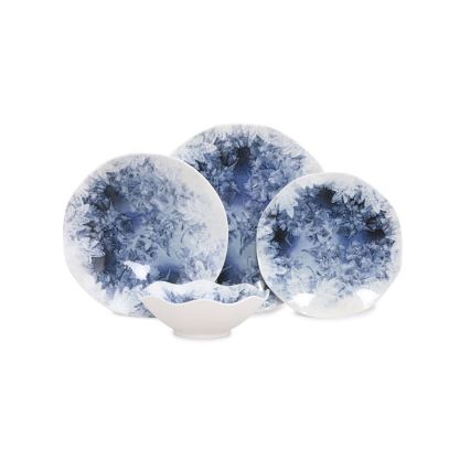 Jedálenská súprava 24 ks, modrá/porcelán