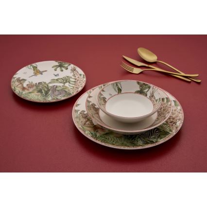 Jedálenská súprava 24 ks, pestrofarebná, keramická