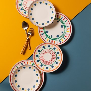 Jedálenská súprava 24 ks pestrofarebná/porcelán