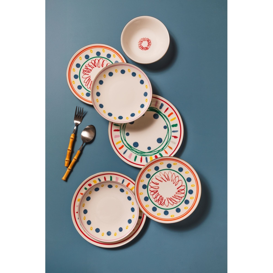 Jedálenská súprava 24 ks pestrofarebná/porcelán
