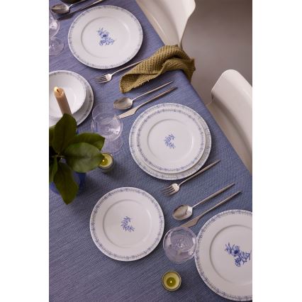 Jedálenská súprava 24 ks, porcelán, biela/modrá