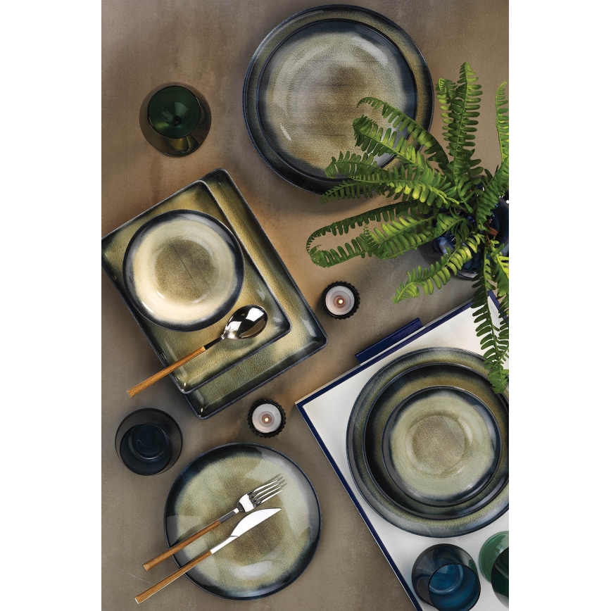 Jedálenská súprava 26 ks modrá/hnedá/porcelán