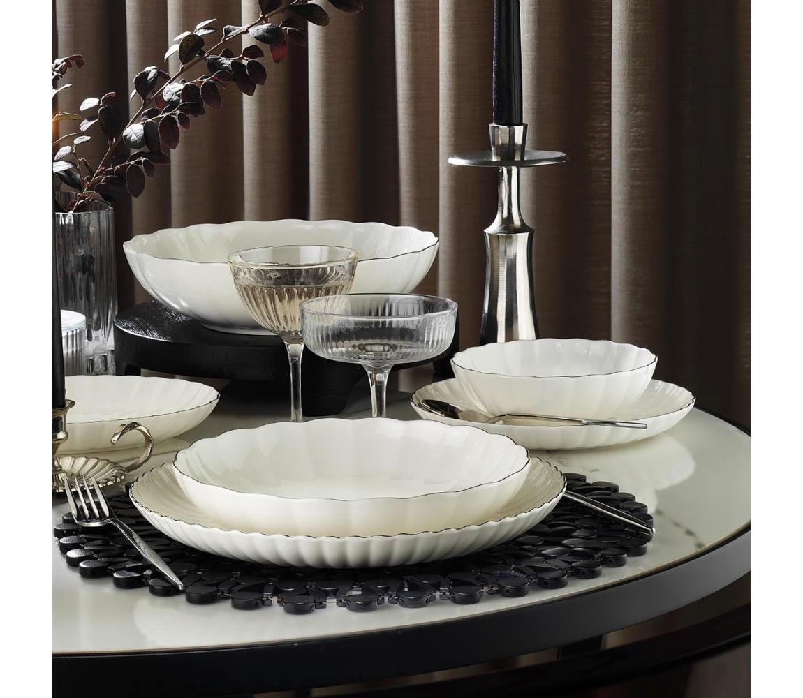 Jedálenská súprava 27 ks biela/strieborná/porcelán 719KTP9868
