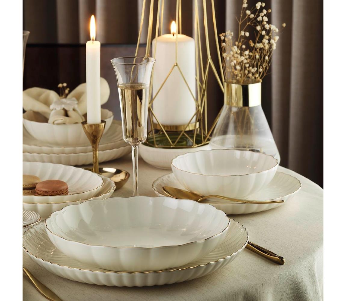 Jedálenská súprava 27 ks biela/zlatá/porcelán 719KTP9867