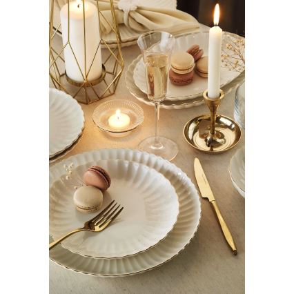 Jedálenská súprava 27 ks biela/zlatá/porcelán