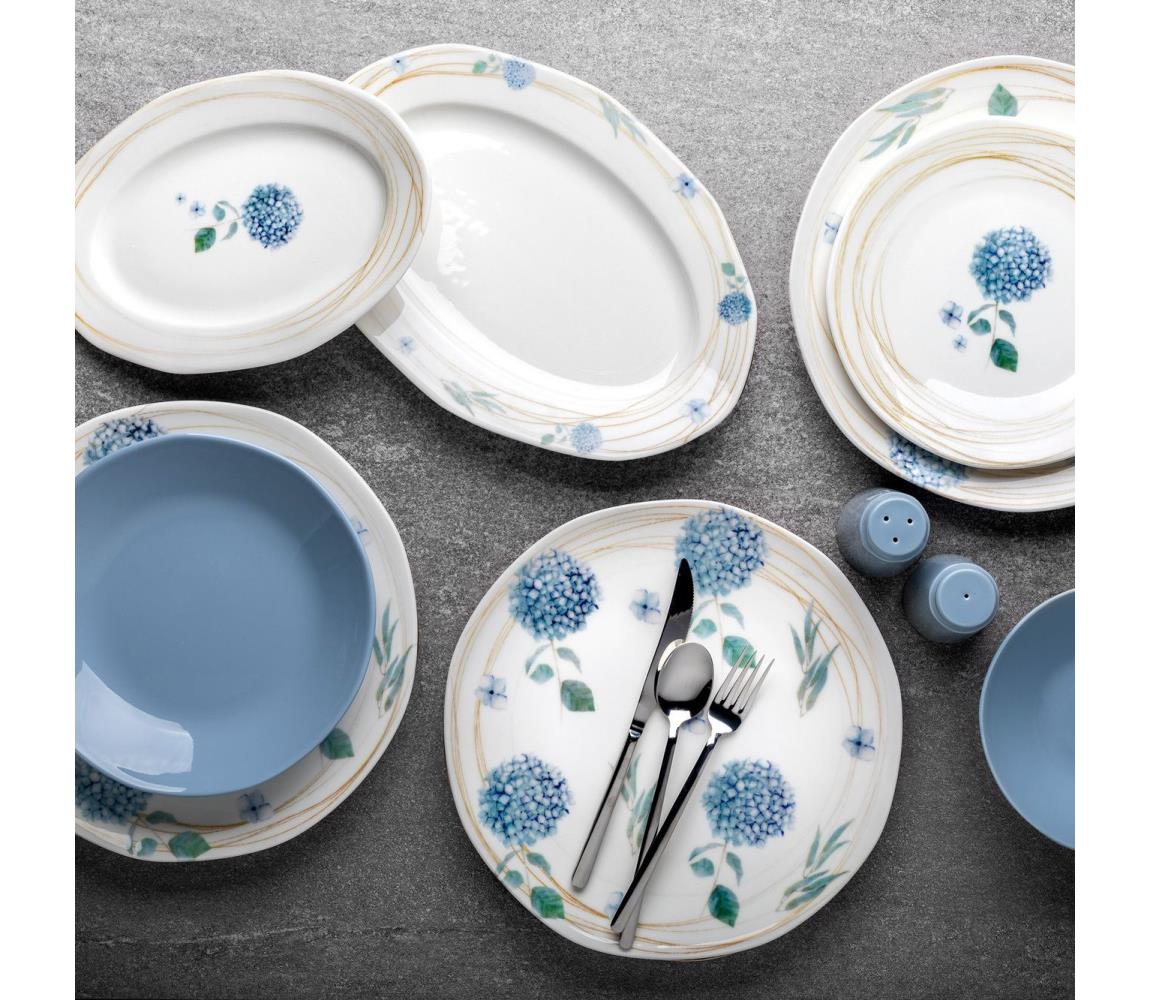 Jedálenská súprava 29 ks, biela/modrá, porcelán 868ARY1144